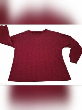 YNS Generic Cable Knit Crewneck Sweater - Deep Wine